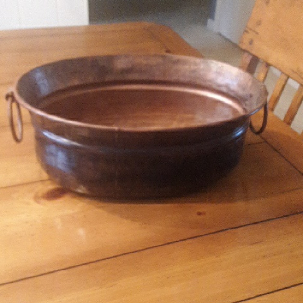 Copper-Tone Oval Decorative Serving Tub with Handles